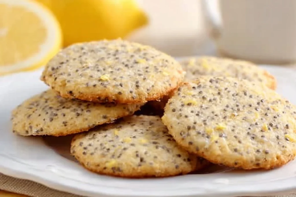 Plate of Lemon Chia Breakfast Cookies with zesty lemon and healthy chia seeds
