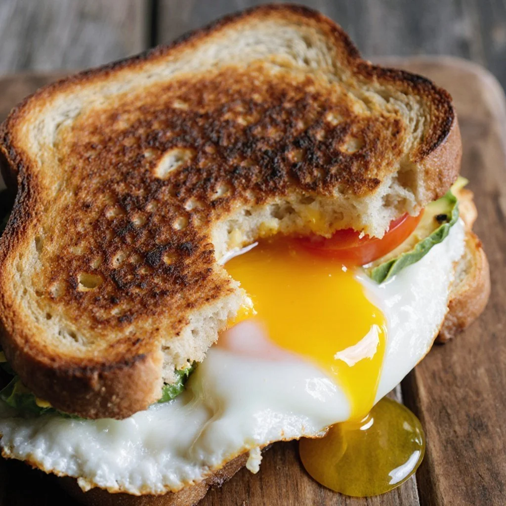 Mediterranean breakfast sandwich with fresh veggies and feta cheese