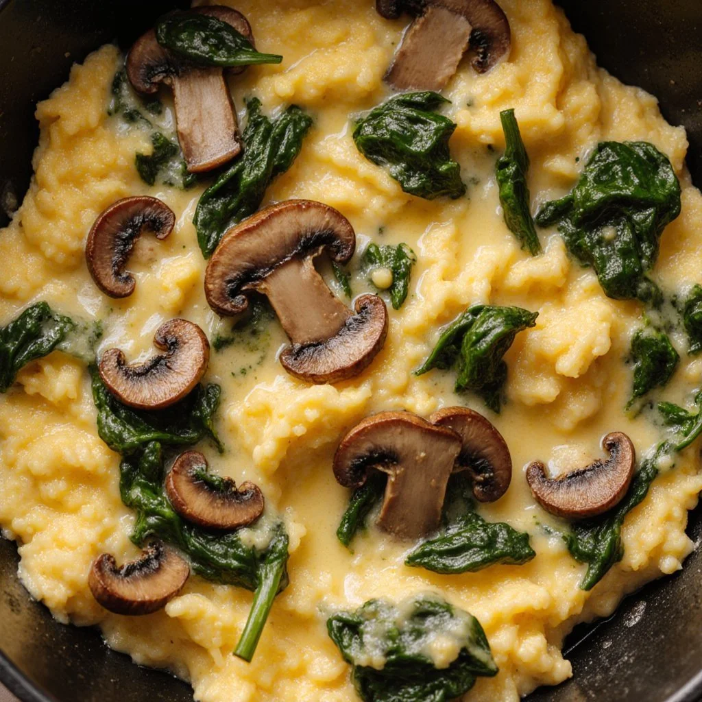Mushroom Spinach Scrambled Eggs 5 Mushroom Spinach Scrambled Eggs