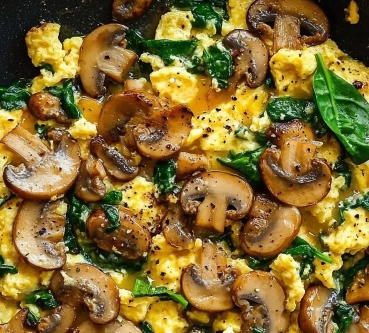 Mushroom Spinach Scrambled Eggs 6 Mushroom Spinach Scrambled Eggs