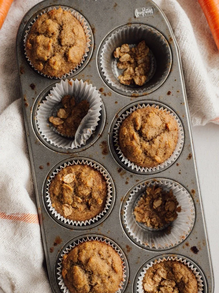 One-bowl healthy oatmeal carrot muffins fresh out of the oven