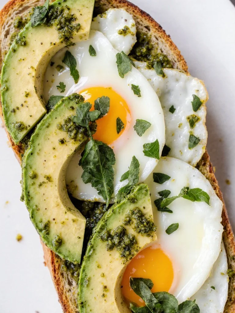 Pesto Avocado Toast with Eggs