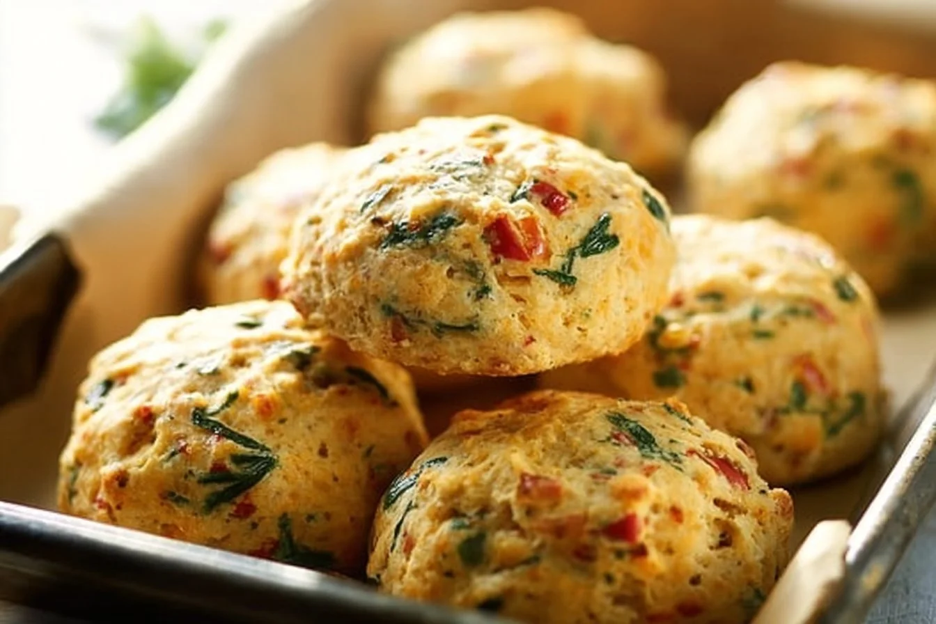 Savory high-protein breakfast biscuits ready to be served.