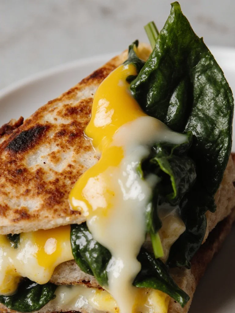 Spinach and Cheese Egg Breakfast Quesadilla 5 Spinach and cheese egg breakfast quesadilla served on a plate.