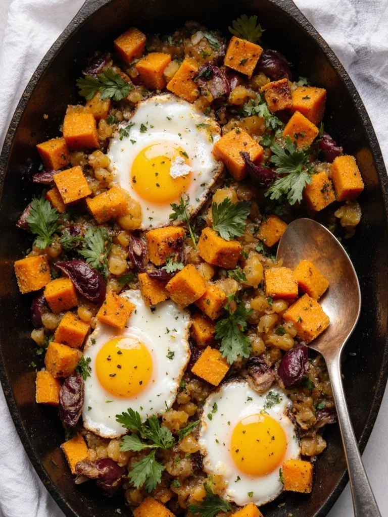 Sweet Potato Breakfast Hash with colorful vegetables and spices served in a bowl