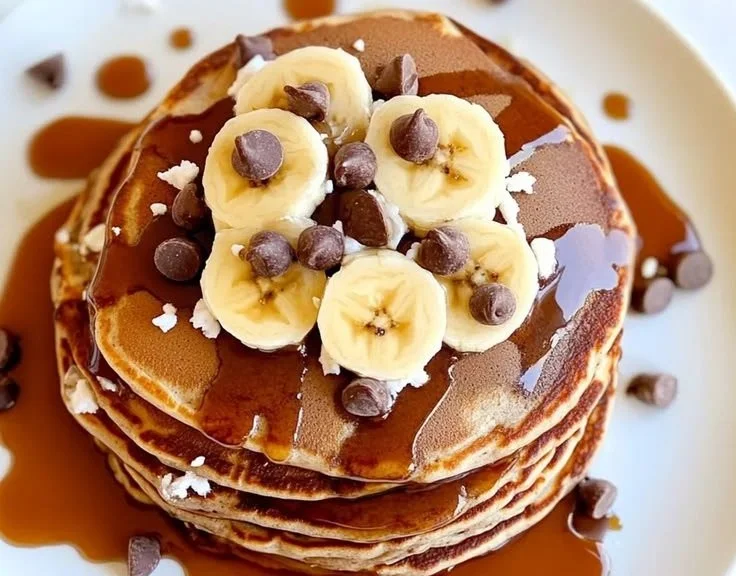 Whole Wheat Chocolate Chip Banana Bread Pancakes