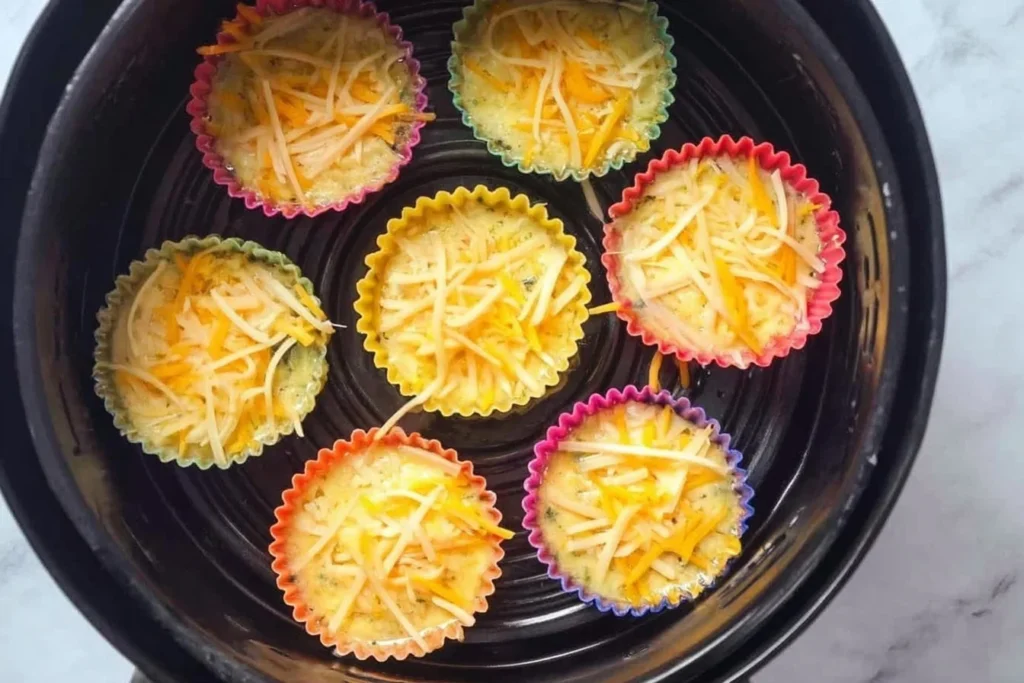 Delicious air fryer egg bites prepared with fresh ingredients