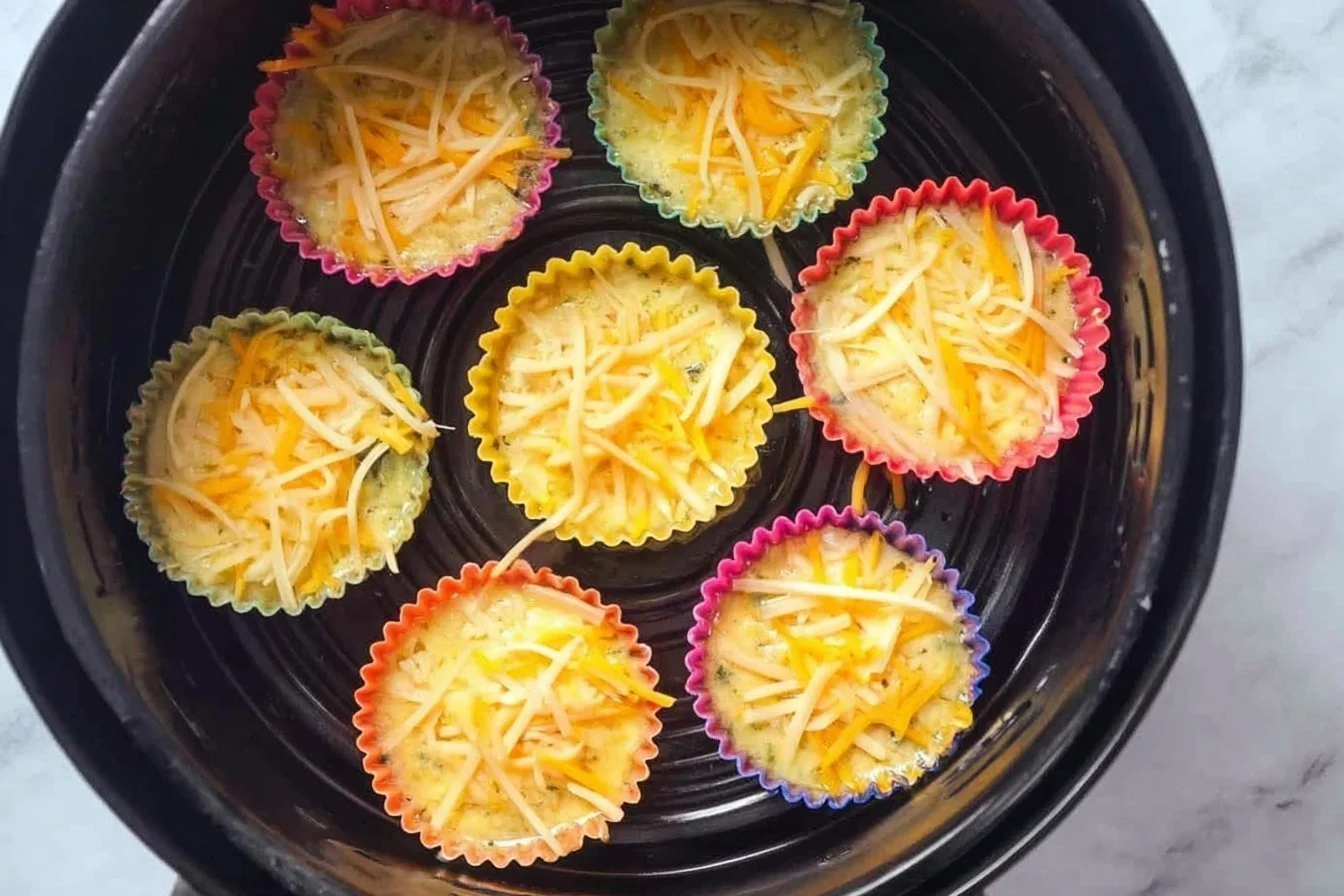 Delicious air fryer egg bites prepared with fresh ingredients