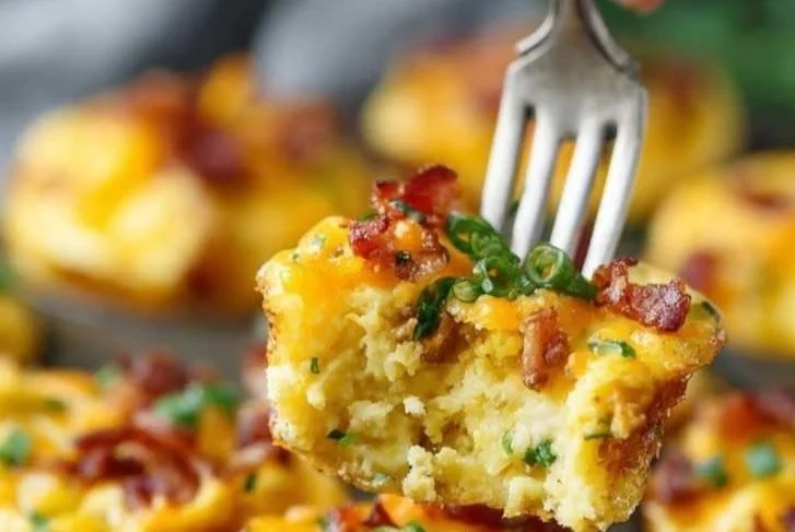 Plate of delicious homemade Bacon Egg Bites ready to eat