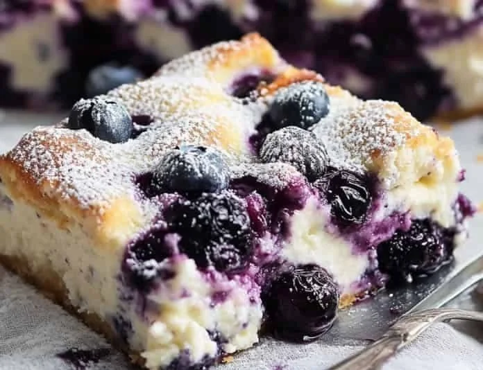 Delicious Blueberry Cottage Cheese Bake served in a dish