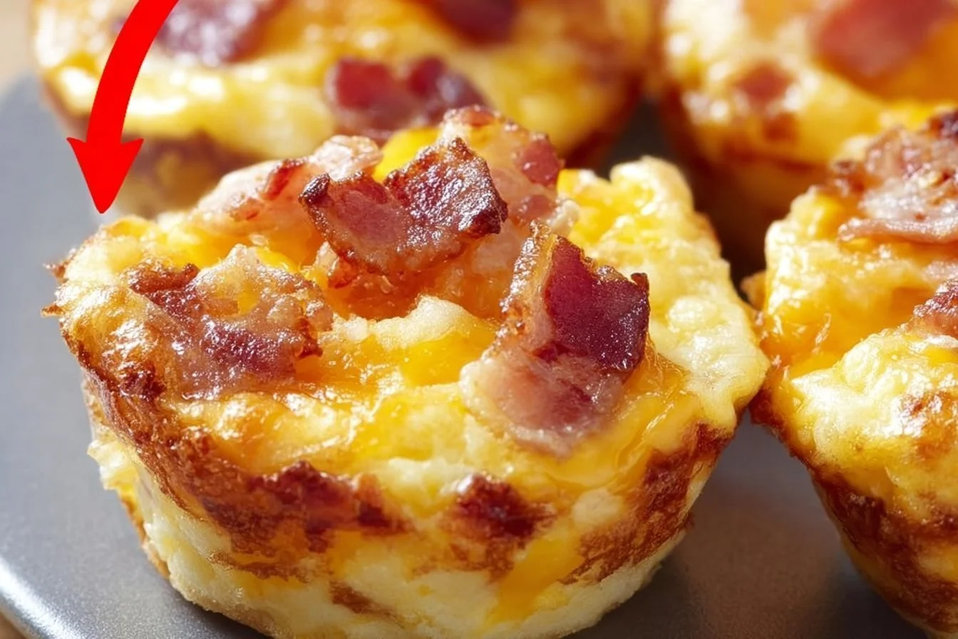 Delicious cheesy bacon egg muffins fresh out of the oven