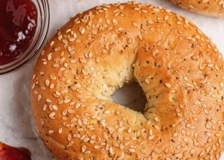 Delicious homemade cottage cheese bagels topped with seeds