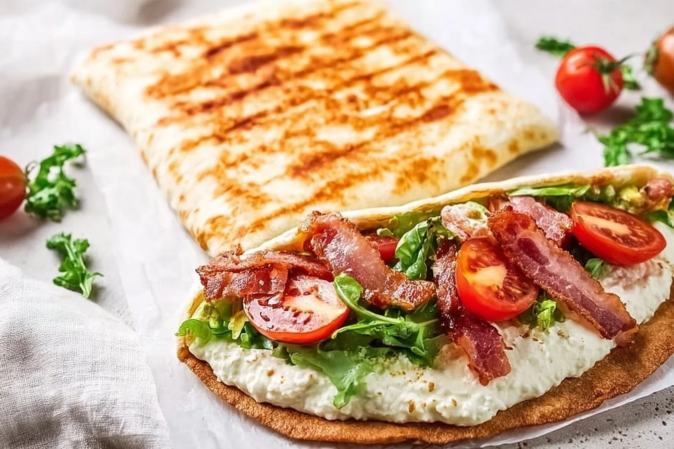 Delicious cottage cheese wraps filled with fresh ingredients
