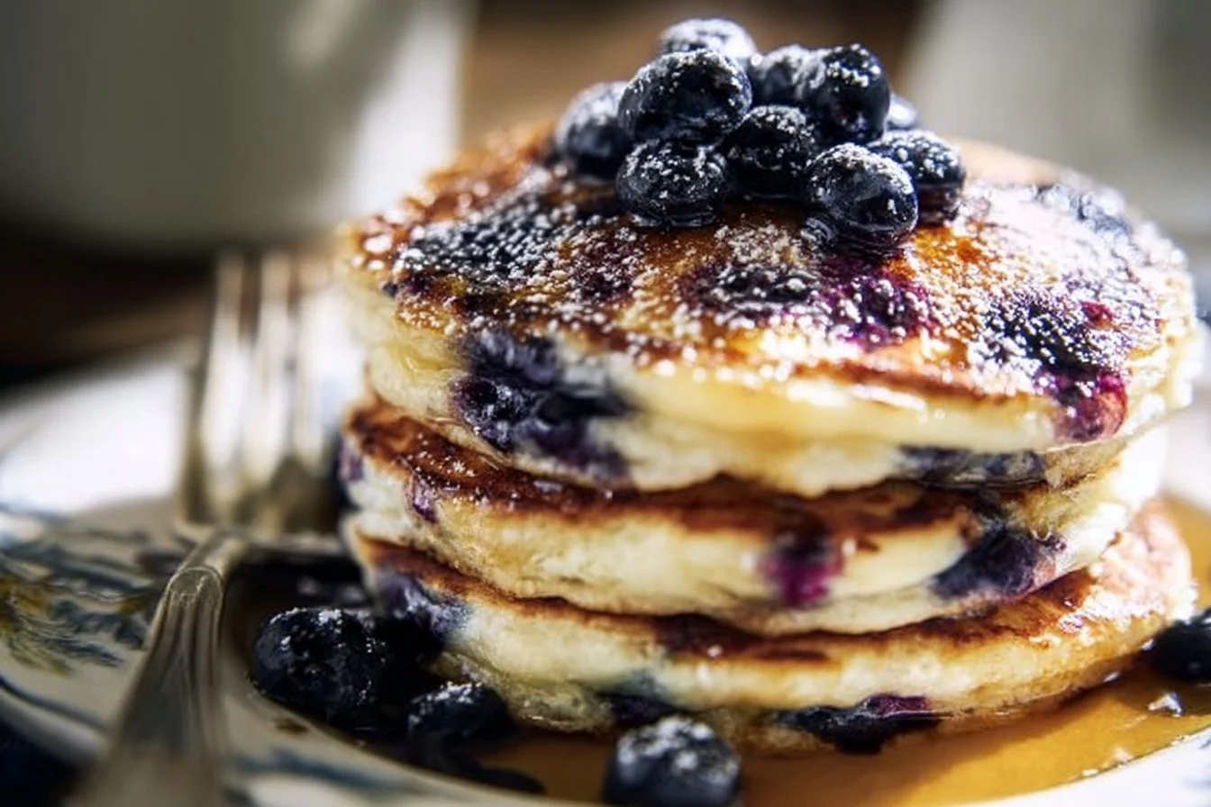 Greek Yogurt Blueberry Pancakes