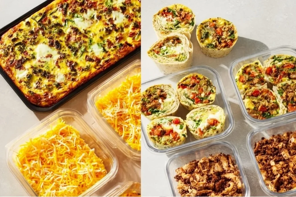 Delicious high-protein breakfast options including eggs, yogurt, and smoothies.