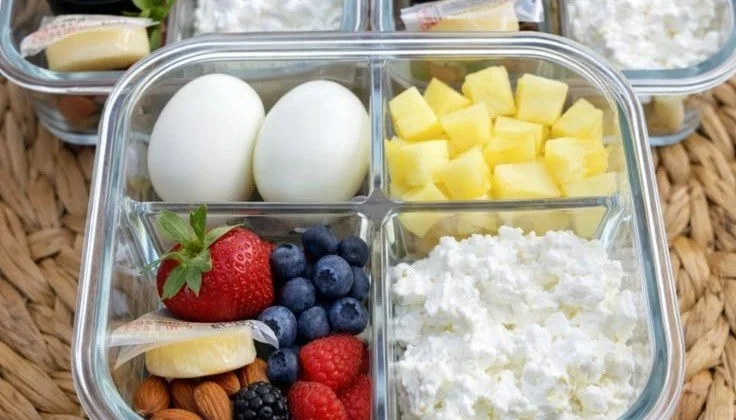 High protein breakfast boxes filled with nutritious ingredients.
