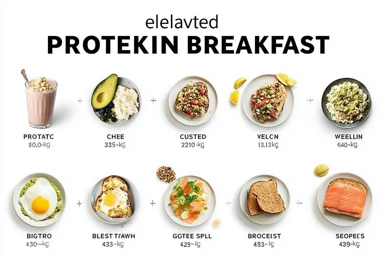 Delicious high-protein breakfast ideas, including eggs, yogurt, and smoothies.