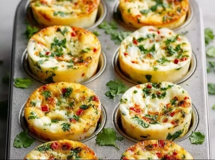 High protein egg white bites served with fresh vegetables
