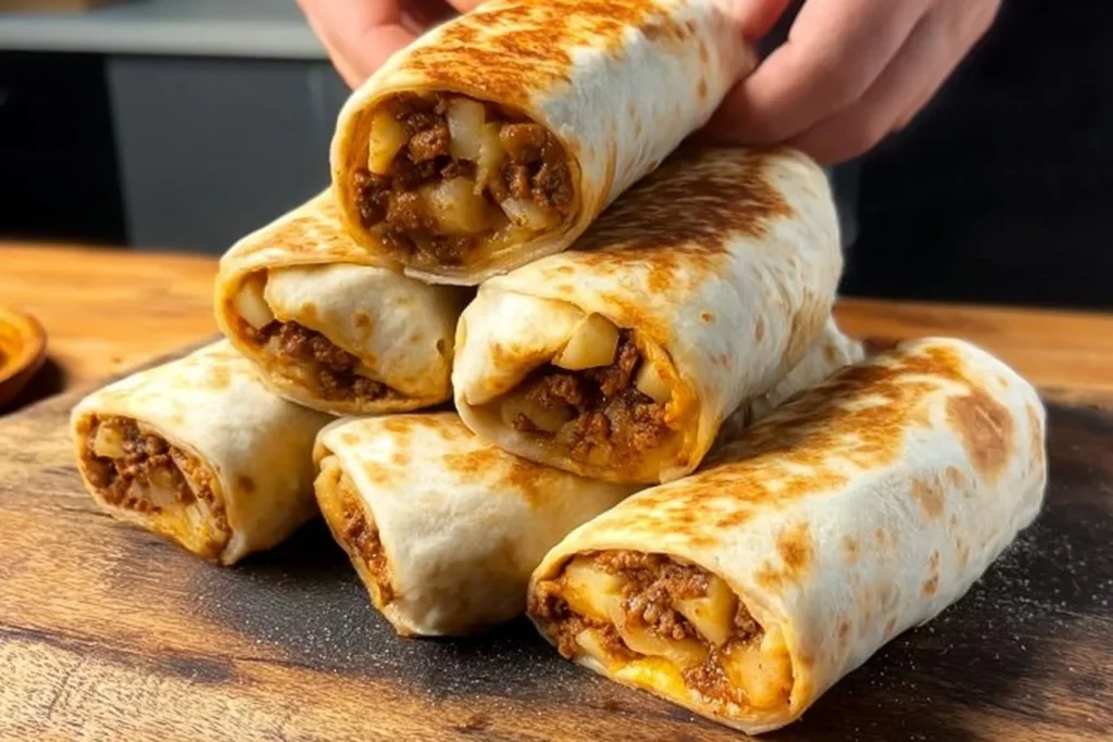 High-protein loaded breakfast burritos filled with eggs, vegetables, and cheese