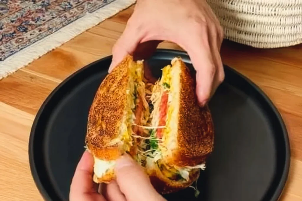 Low-Calorie High-Protein Breakfast Sandwich on a plate