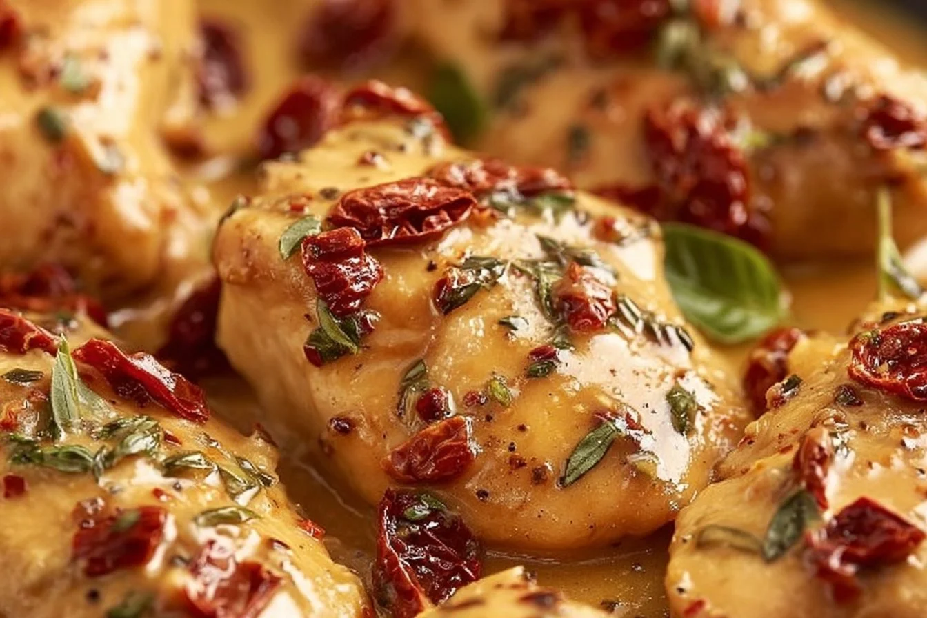 Marry Me Chicken in a Sun-Dried Tomato Cream Sauce 4 Plate of Marry Me Chicken with sun-dried tomato cream sauce