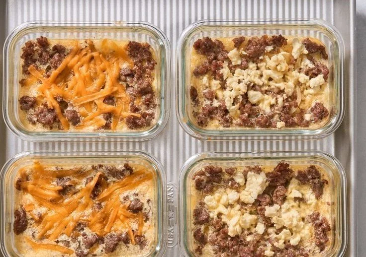 Delicious meal prep breakfast bowls filled with healthy ingredients.