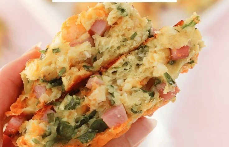 One-Bowl Ham & Cheese Protein Breakfast Biscuits 4 One-bowl ham and cheese protein breakfast biscuits on a plate