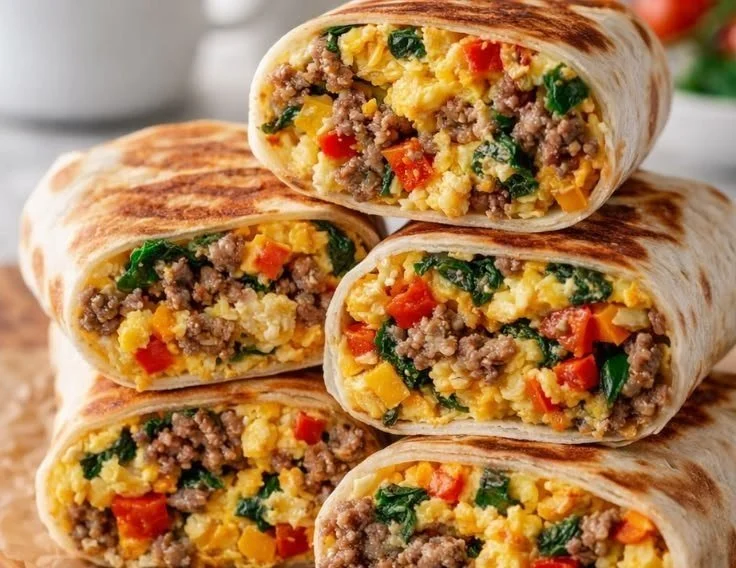 Protein-packed breakfast burritos filled with eggs, beans, and veggies.