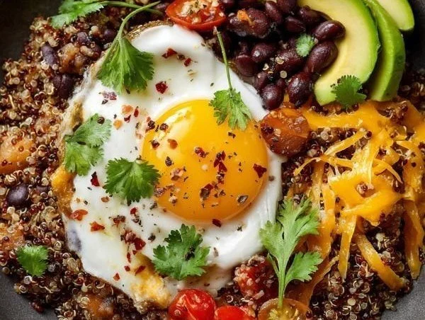 High protein breakfast bowls with fresh ingredients for a nutritious meal.