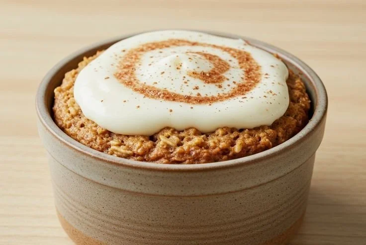 High-Protein Cinnamon Baked Oat Cake 4 High-protein cinnamon baked oat cake topped with cinnamon and nuts