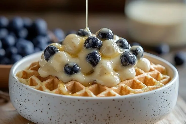 Delicious high-protein Greek yogurt waffles ready to serve.